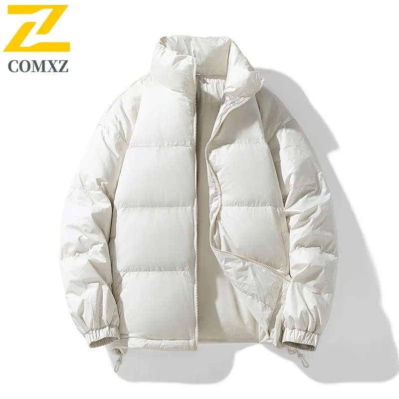 COMXZ 2025 Couple Stand Collar Winter Cotton-Padded Jacket Puffer Coat Waterproof Windproof Casual Outdoor Sports Workweer Coat