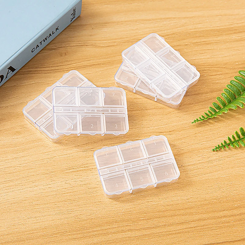 1pcs Square 6 Grids Plastic Storage Box Compartment Jewelry Necklace Transparent Organizer Case Holder Craft Tool Organizer