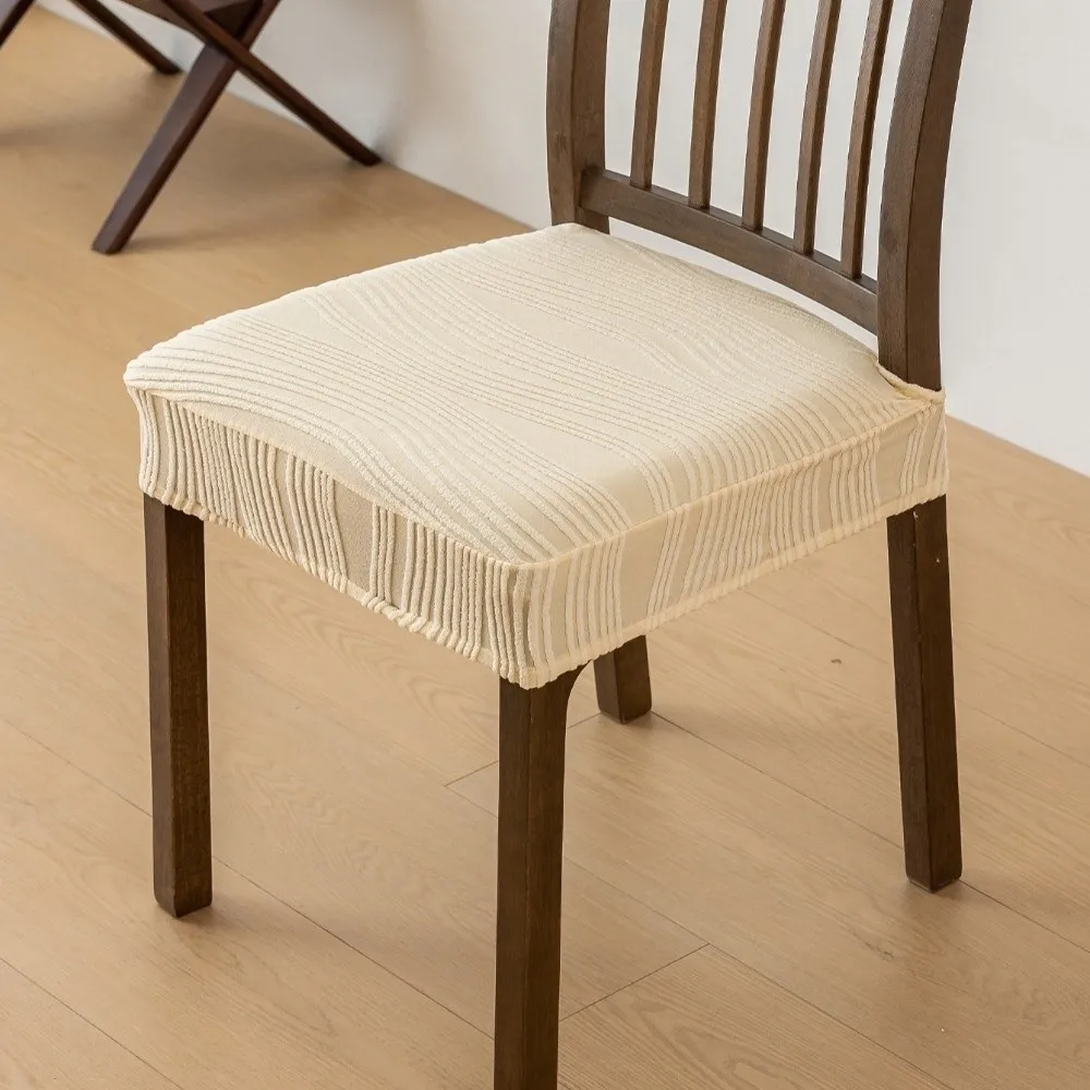 Stretchable Elastic Chair Cushion Cover Solid Color Tongue and Buckle Seat Protector Soft Removable Chair Slipcover Four Season