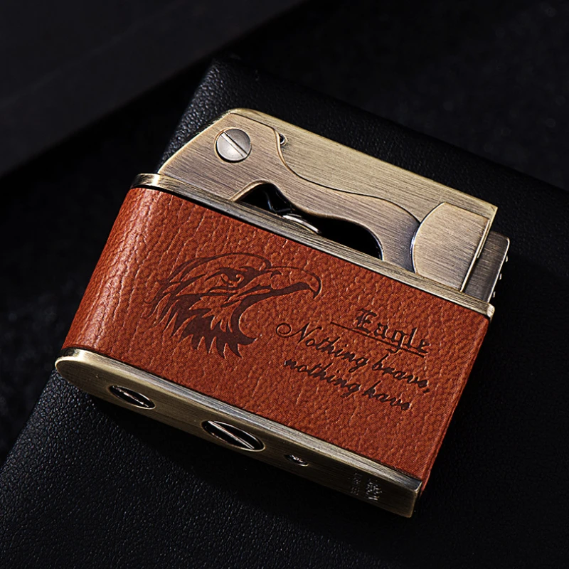 Jobon Gasoline Lighter Press Auto Ignition Metal Windproof Vintage Retro Cigarette Men Smoking Gift Gadgets