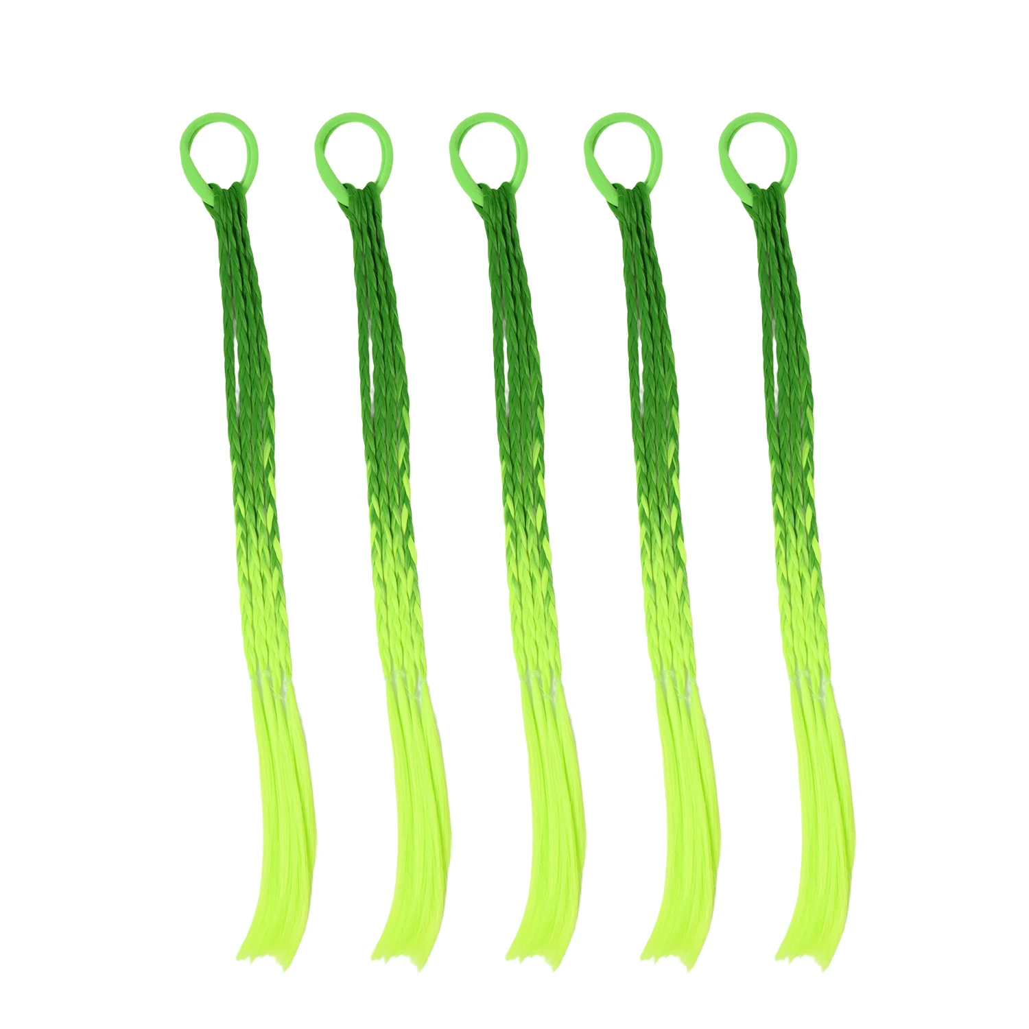 5Pcs Kids Gradient Color Braided Hair Ties Ponytail Wig Extensions with Rubber Bands  Rainbow Braided For Girls Daily/Party Use