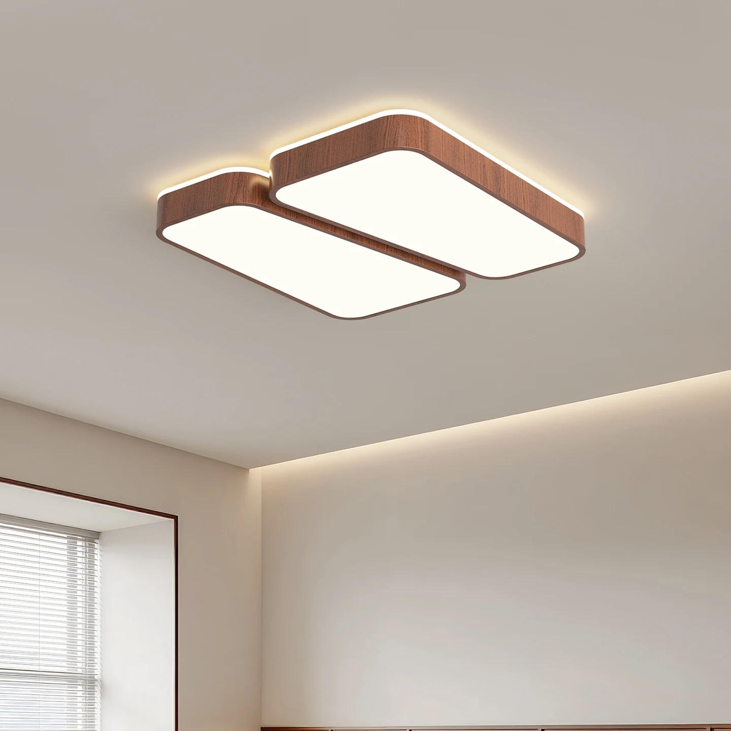 Modern Double Rectangle LED Ceiling Light Dimmable Three Color Light For Living Room Bedroom Study Home Indoor Lighting Fixture