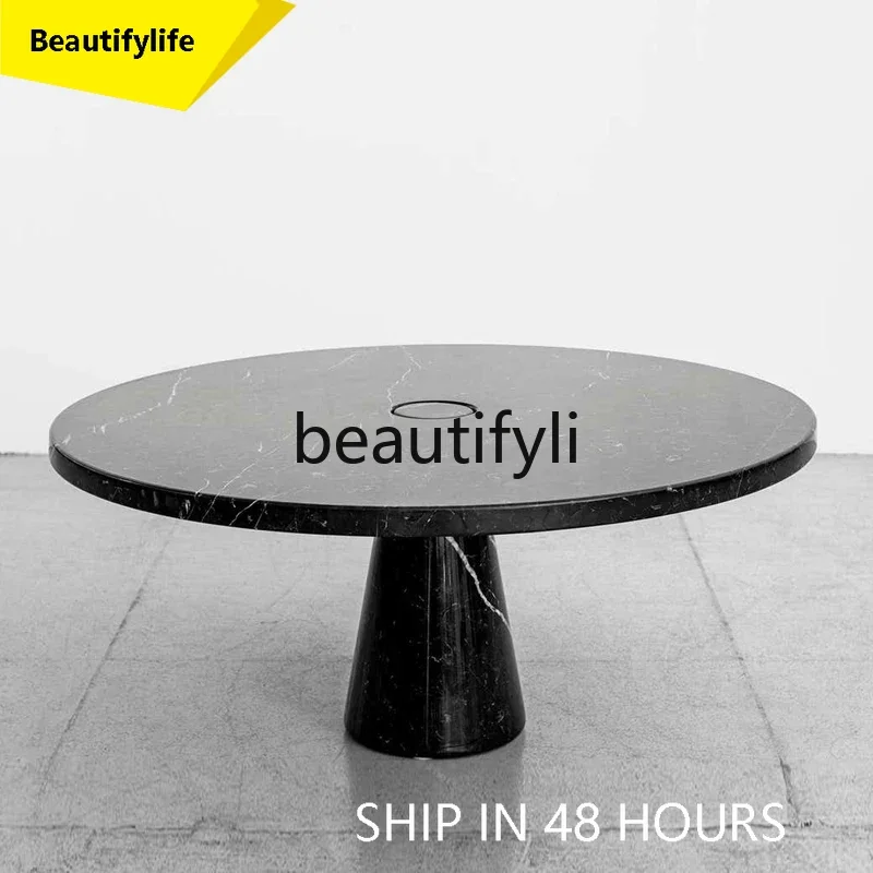 

smt1 Nordic minimalist natural marble round coffee table, creative model room living room tea table