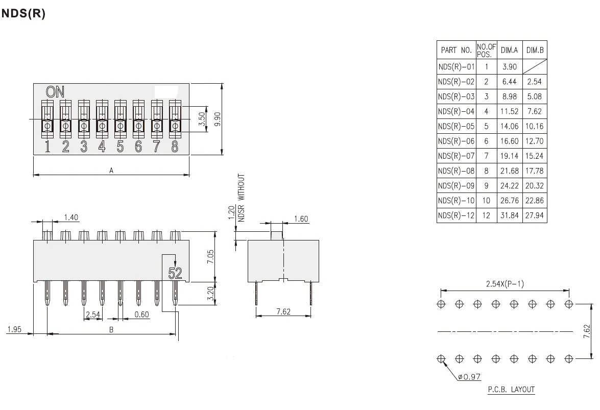 10PCS/NDS-01V NDS-02V NDS-03V NDS-04V NDS-05V NDS-06V NDS-07V NDS-08V NDS-09V NDS-10V NDS-11V NDS-12V 다이얼 스위치