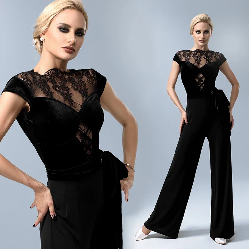 

Sexy Lace Latin Dance Tops Adult Women Backless Tango Ballroom Dance Performance Wear Rumba ChaCha Competition Clothes YS5160