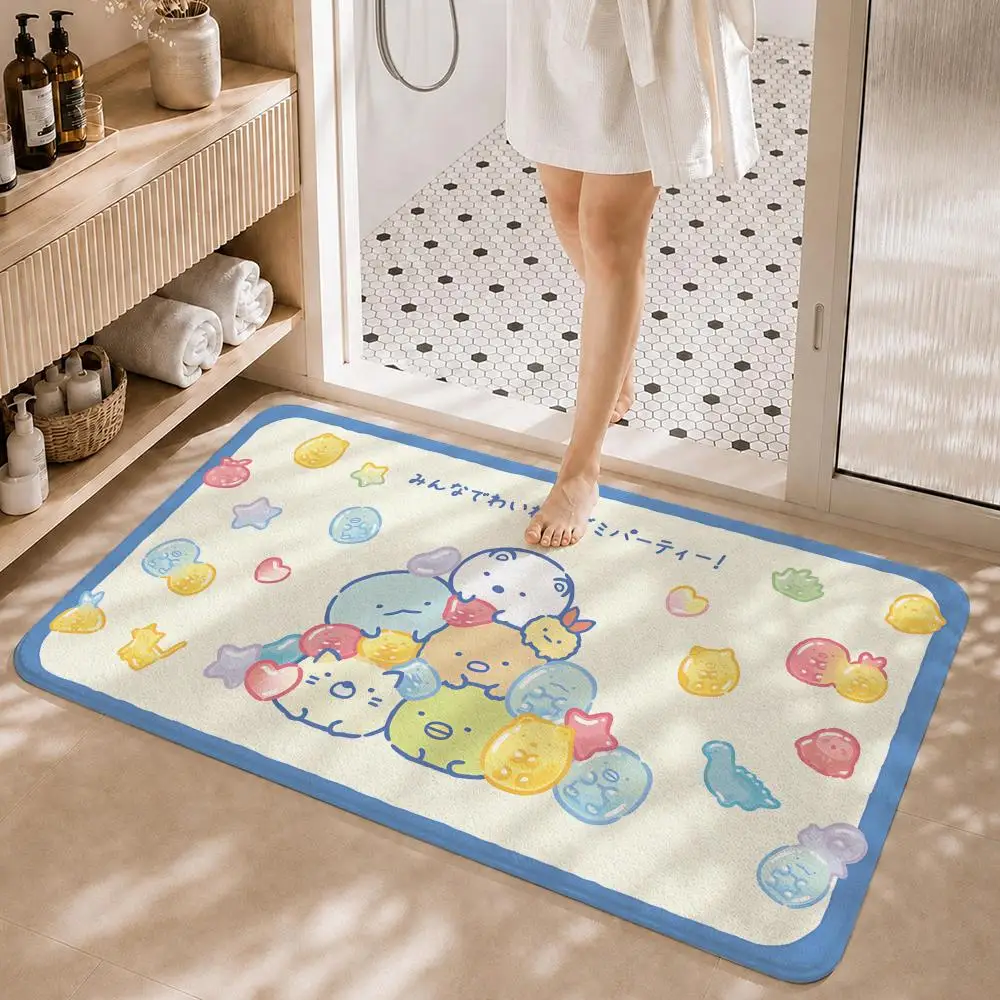 Cute Character S-Sumikko Gurashi Floor Mat Non-Slip Absorbent Floor Mat Decorative Rug for Home Bathroom Bedroom Entryway