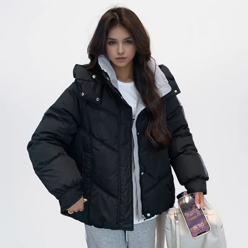 Winter Women Short Parkas Tops Thicken Pure Color Cotton Jacket Female High Collar Warm Slim Short Hooded Coat Lady Outerwear