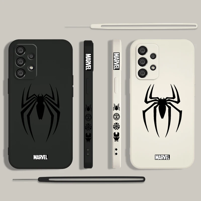 Etui na telefon Marvel Spiderman z Logo jadu Samsung A55 A53 A53 A33 A52 A32 A71 A51 A21S A35 A25 5G płynna lewa lina Funda