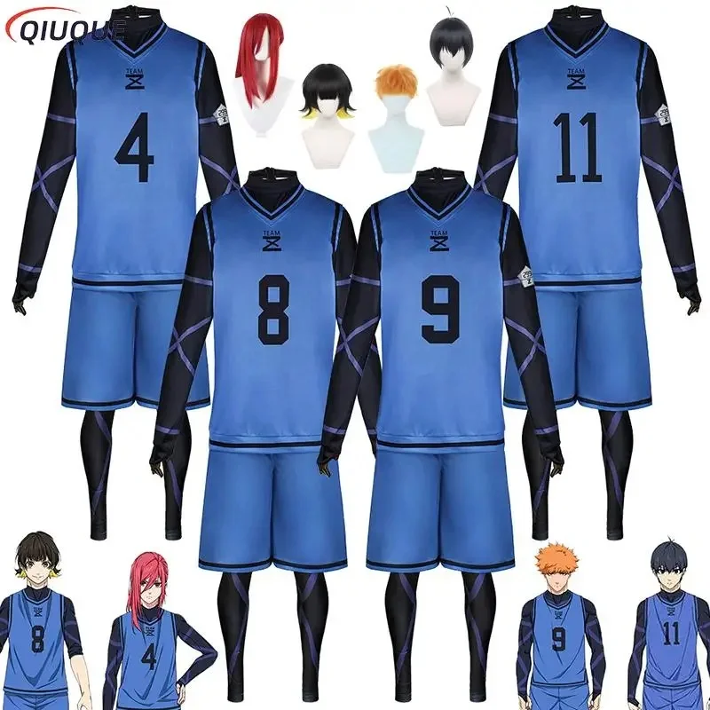 Disfraz de cosplay de Blue Lock de CHIOS, peluca de Bachira Meguru / Chigiri Hyoma / Kunigami Rensuke / Isagi Yoichi, ropa deportiva, camiseta de CHIOS.