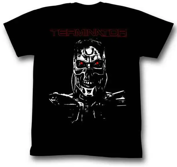 

The Terminator 80's Movie Black & White T 800 Glowing Red Eyes Men's T Shirt