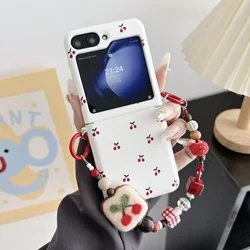 For Motorola Razr 60Ultra 50Ultra Cherry Pattern Bracelet Protect Case For Razr 2024+ Motorola Razr50U Razr 2025Plus 2025Ultra