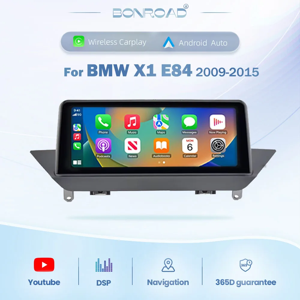 BONROAD Pantalla táctil de radio para coche de 10,25 pulgadas para BMW X1 E84 2009-2015 Sin pantalla de fábrica Sistema CIC Pantalla táctil Carplay inalámbrico Android Auto Reproductor multimedia de vídeo para coche con RDS WIFI GPS MirrorLink Autolink DSP 1