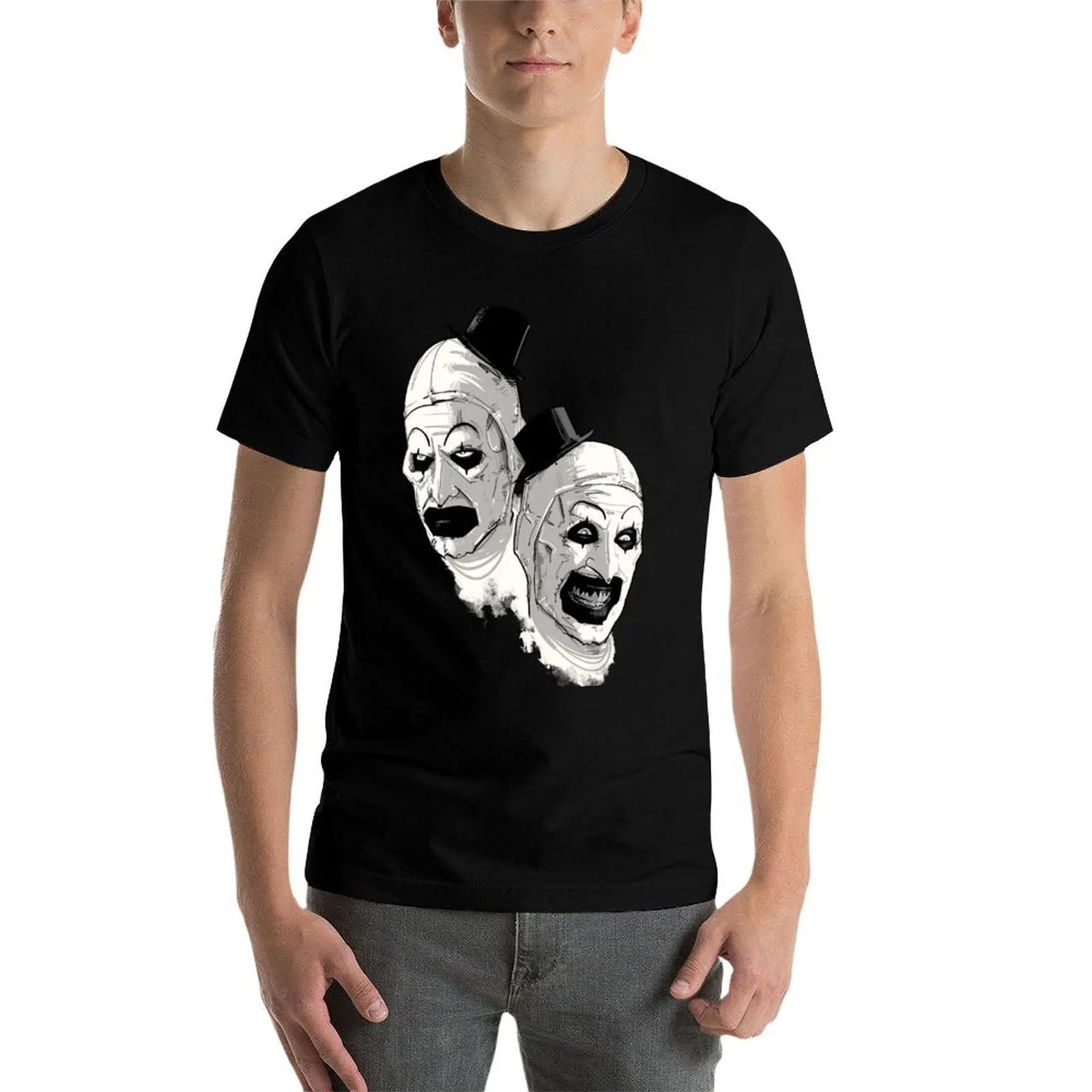 Comedy Tragedy T-Shirt Summer Casual Cotton Tee Oversized Streetwear Tops Vintage Graphic Print Loose Fit Short Sleeve view 4