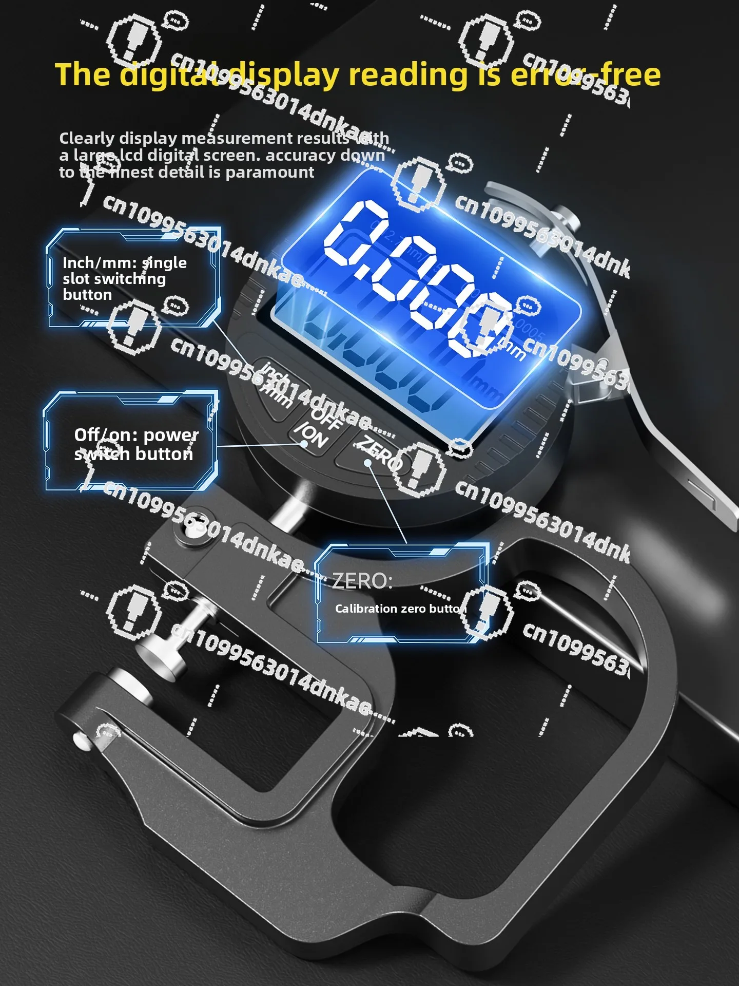 Micrometer Thickness Gauge Digital Display , High Precision Thickness Gauge Wall,Paper Film