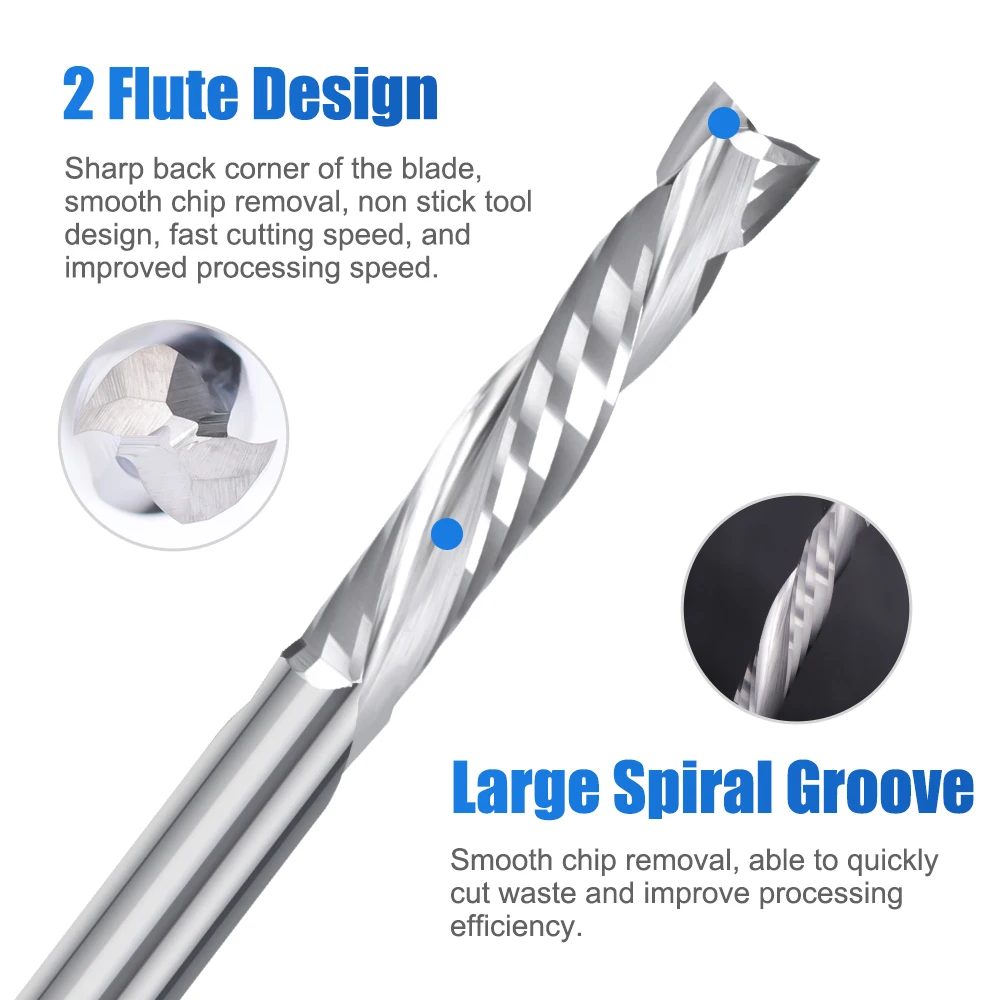 XUCHUAN Fräser 3,175-12mm Schaft UP-DOWN-Schnitt 2-Schneidiger Kompressionsfräser Fräswerkzeug für Holz CNC-Fräser CNC-Bit Schaftfräser – Detail 3