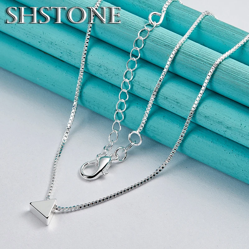 Hot Selling 925 Sterling Silver Chain Accessories Triangle Pendant Necklace For Women Man Wedding Party Birthday Fashion Jewelry