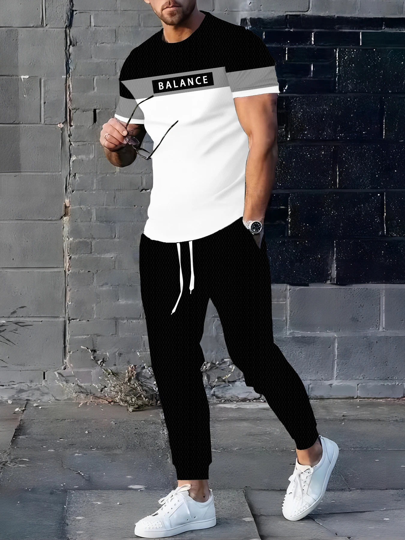 

The summer new men's suit is a casual fashionable and simple style printed outdoor men's wear