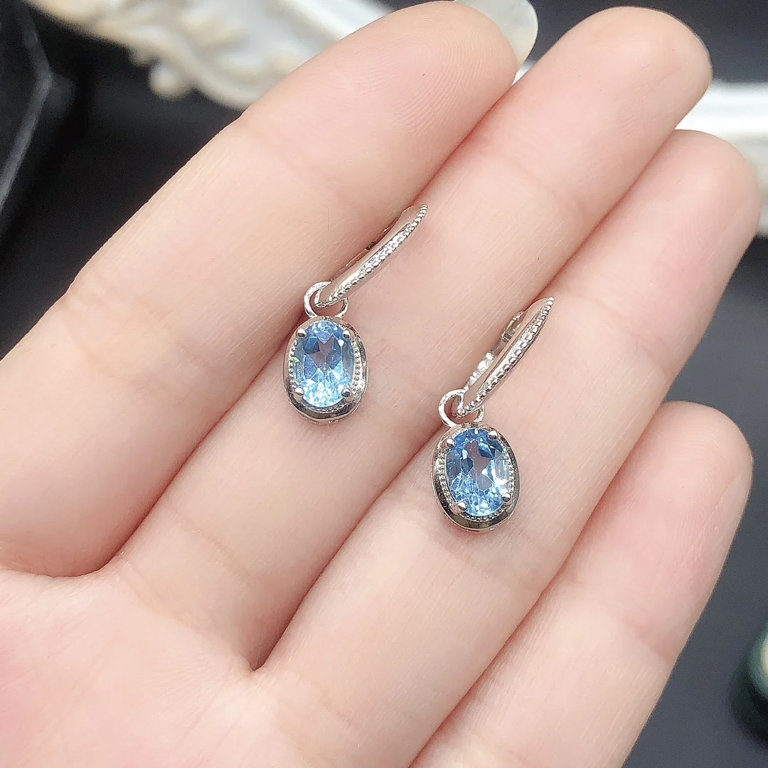 Sterling Silver 925 Natural Topaz luxury women's earrings Luxury women's all-match gift wedding free mail boutique jewelry