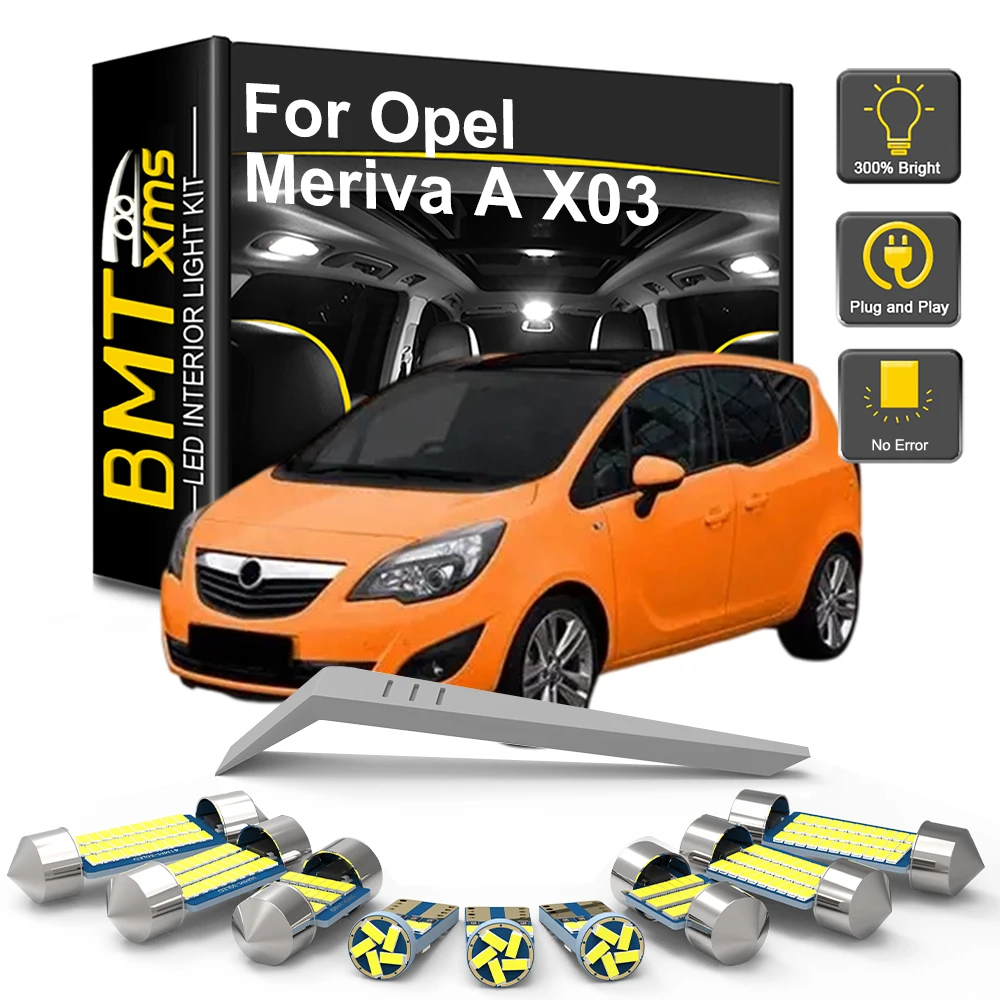 9/15PCS LED Interior Light Bulb Kit For Opel Meriva A X03 2003 2004 2005 2006 2007 2008 2009 2010 LED Car Dome Trunk Lamp Canbus