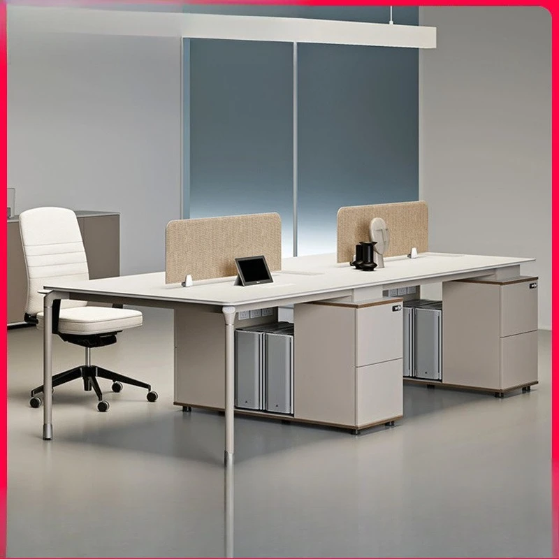 Staff desk and chair combination: simple and modern, four-seater desk, staff desk, office light luxury screen workstation