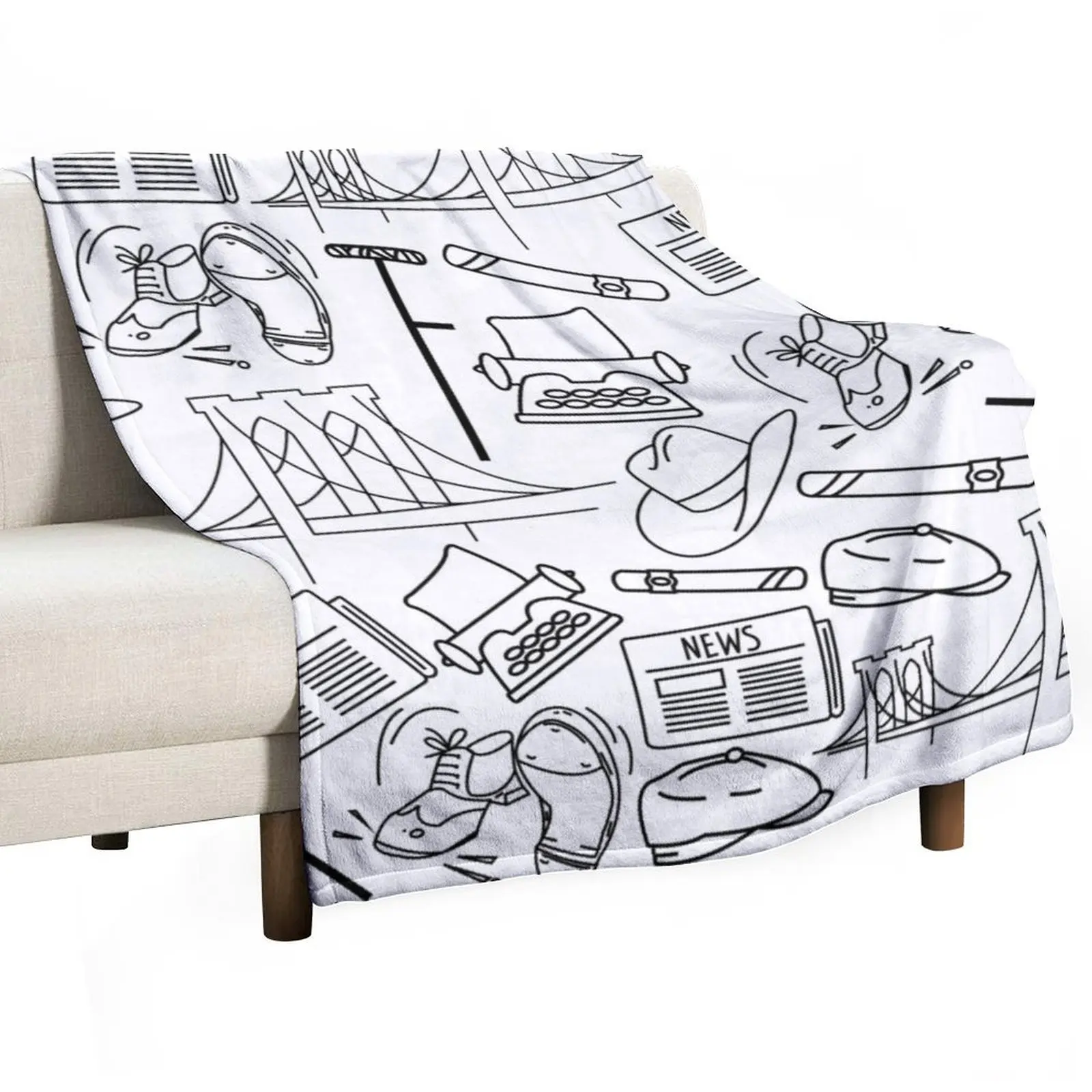 

Newsies Doodles Collage Throw Blanket For Sofa Thin Large Thermals For Travel Luxury Designer Blankets