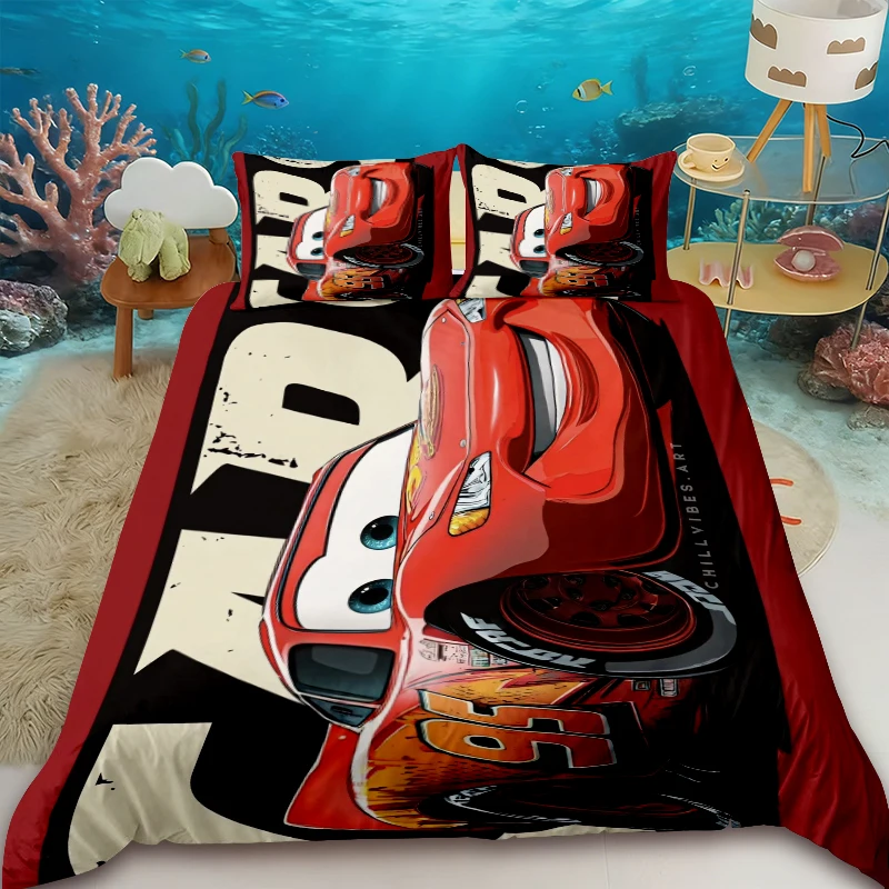 

Подростковый комплект постельного белья McQueen с мультяшным аниме-дизайном, 2 наволочки, пододеяльник, приятный для кожи, мягкий, для декора спальни, подарки