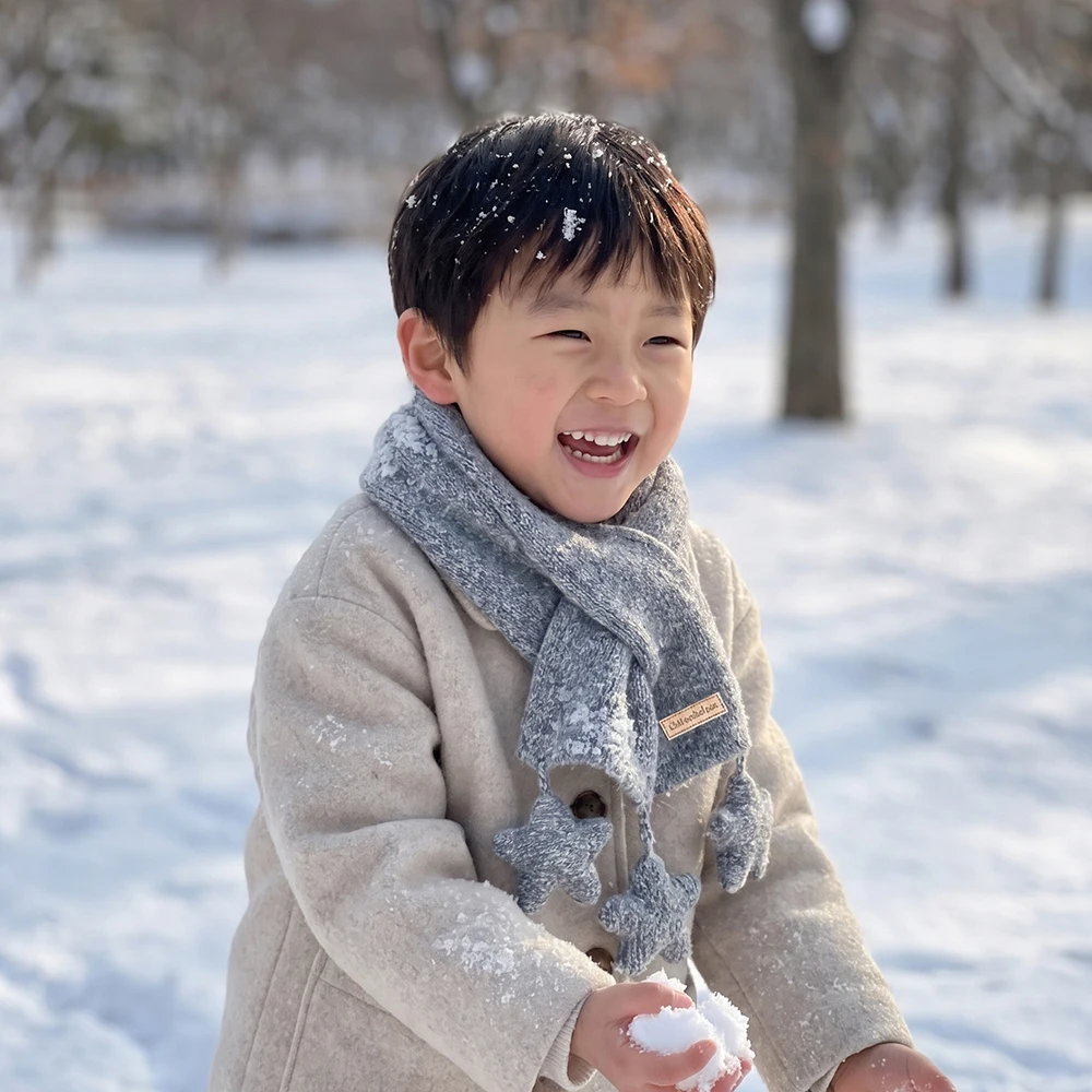 MILANCEL Children's Scarf 2-8T Sweet Star Warm Kids Knitted Scarf 7 Colors Korean Version Girls Neckerchief