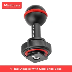 Cold Shoe 1'' Ball Mount Arm Base Adapter for Diving Camera Housing Waterproof Case Hot Shoe Light System Underwater Photography