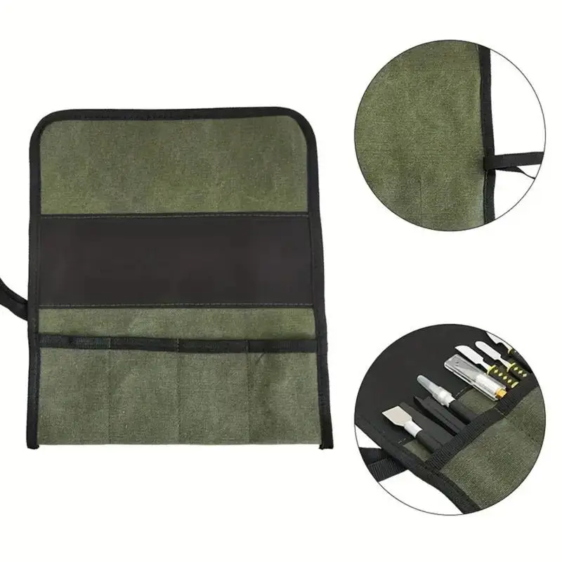 【L】Multiple Pocket Multi-Purpose Roll Up Tool Bag Oxford Cloth Wrench Pouch Screwdrivers Drills Storage Case Bag Hanging Tool