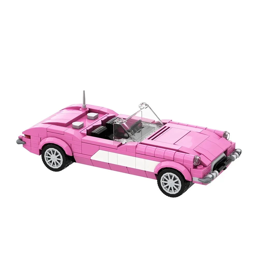 Gobricks MOC Chevrolet Corvett C1 Pink Convertible Coupe Model Bricks Vintage Car DIY Assembly Toys Building Block Set For Gifts