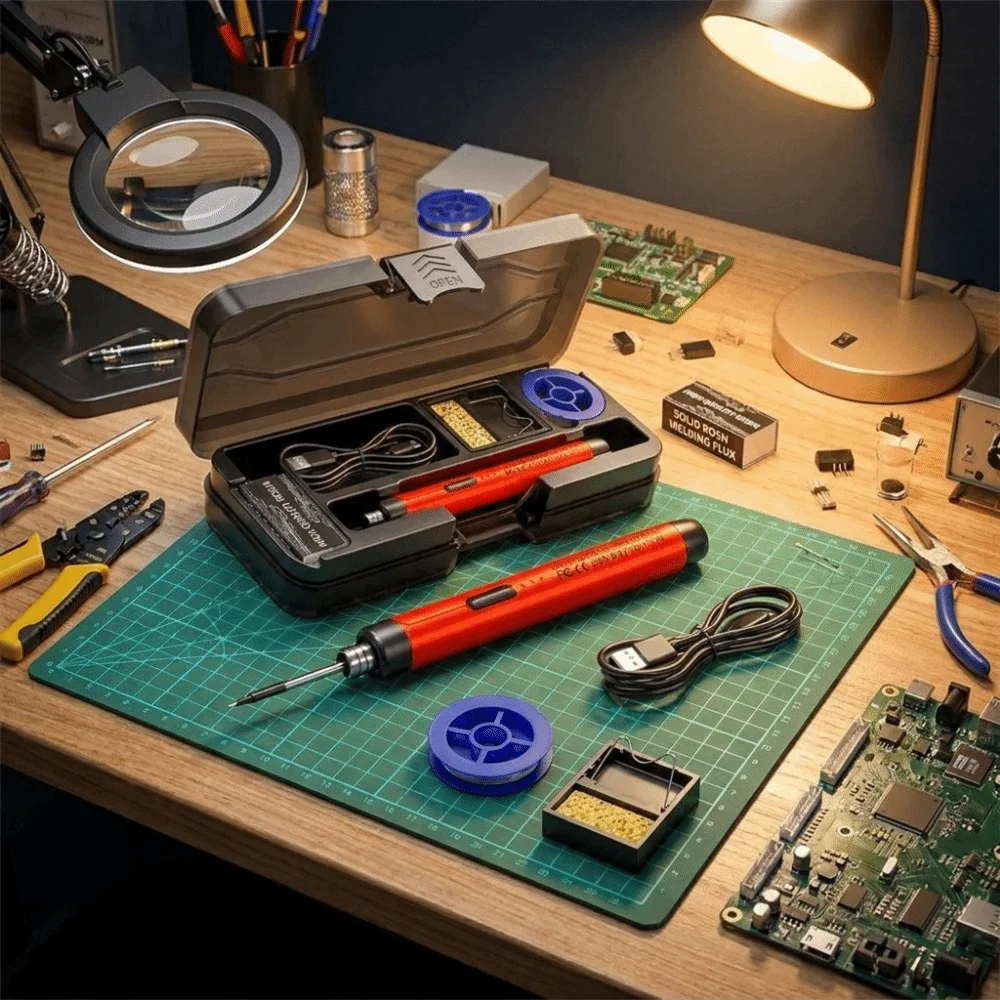 Wireless Electric Soldering Iron Set Adjustable Temperature Fast Heating Cordless Soldering Pen Set USB Rechargeable 5V 8W