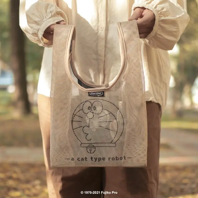 Doraemon Cartoon Foldable Large Capacity Anime Merchandise Shopping Bag Mesh Printed Pattern Handbag A Holiday Gift for Friends view 6