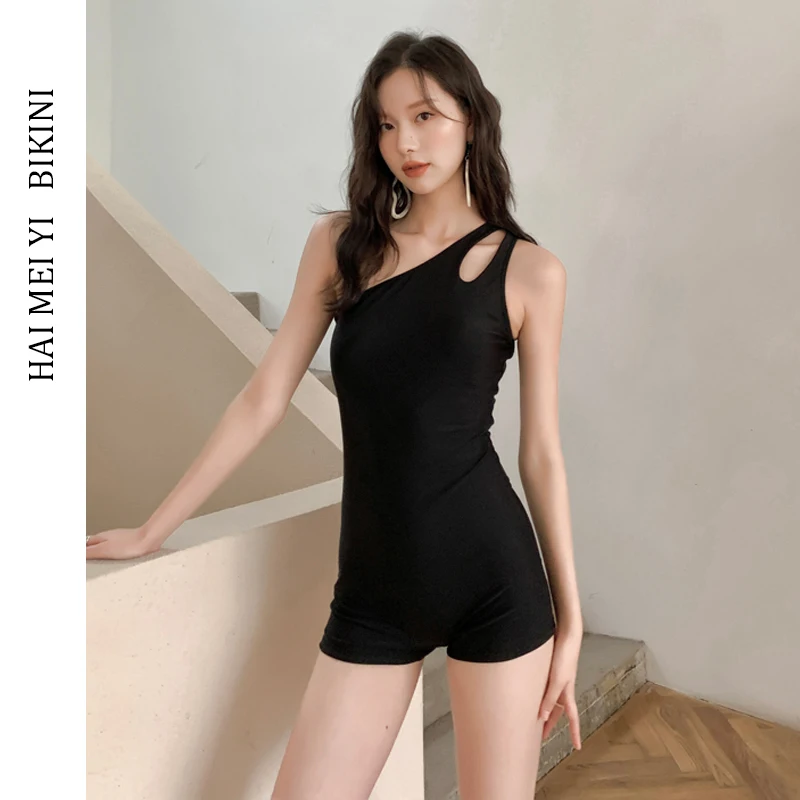 

Новый модный женский купальник на одно плечо для небольшой груди, с фиксированными вставками для груди, термоэффект, для плавания