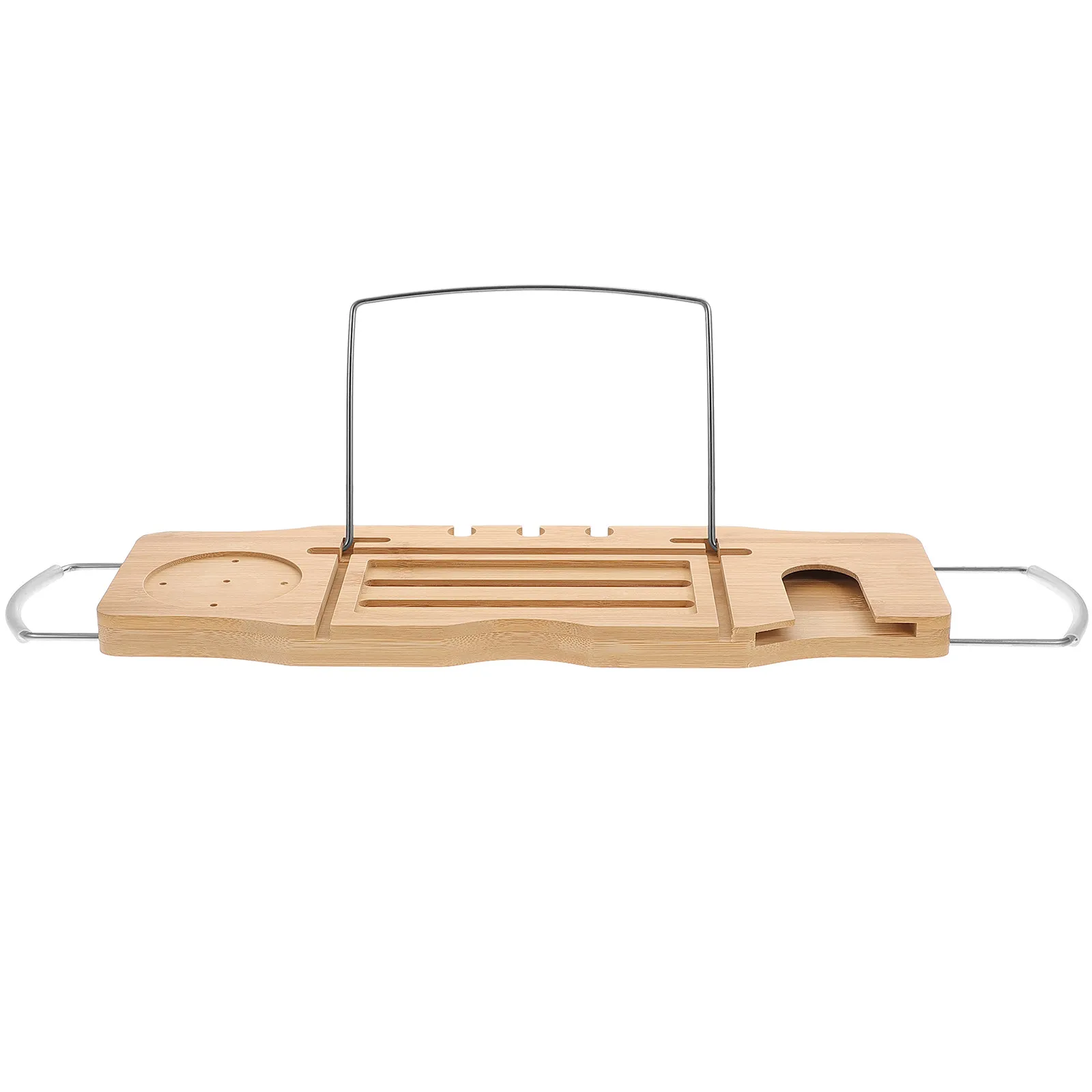 

Bathtub Tray Bamboo Adjustable Bath Tub Tray Expandable Non-Slip Handles for Book Phone Tablet Bath Accessories