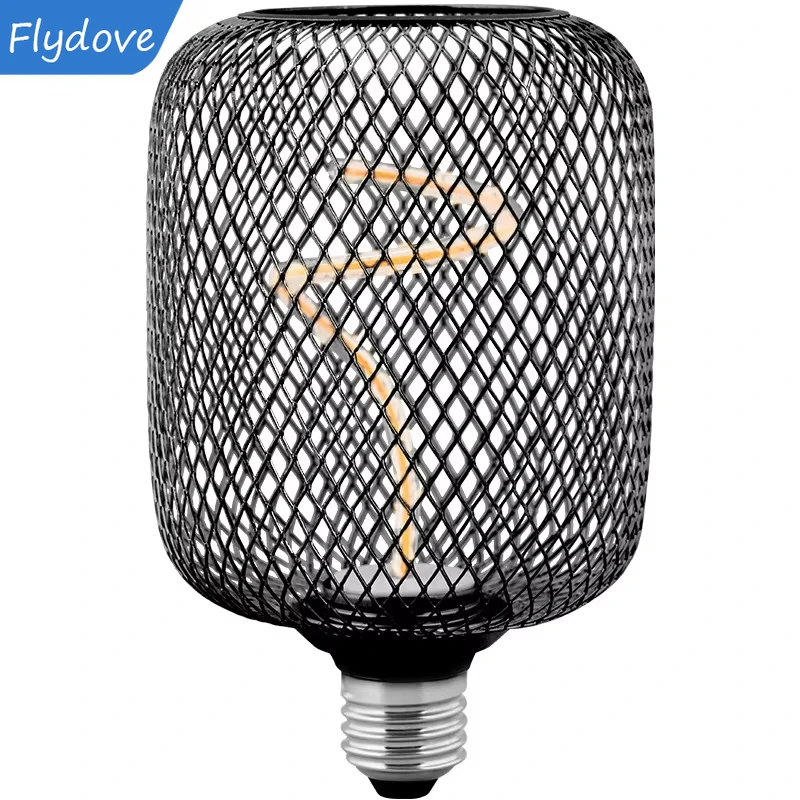 E27 Screw Creative Luxury Black Gold LED Light Bulb  Wrought Iron Mesh Cover Lamp Metal Cage Dining Bar Net Cover Light Lamp