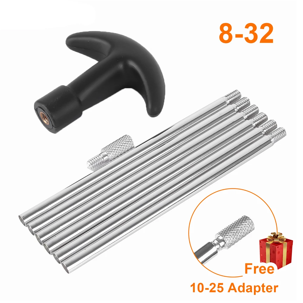 Portable Hunting Gun Cleaning Rods Set with T-Handle 8-32 Thread Aluminum Rod for Pistol Rifle Tactical Gun Cleaning Tool 70cm