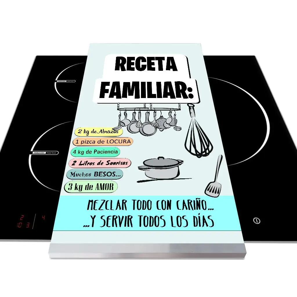 APCym - Tabla deslizante con Ruedas Vinilada para Robot de Cocina Thermomix, Monsieur Cuisine, Mambo, Aldi, Lidl, Tamaño 60x30cm Mod. RECETA FAMILIAR