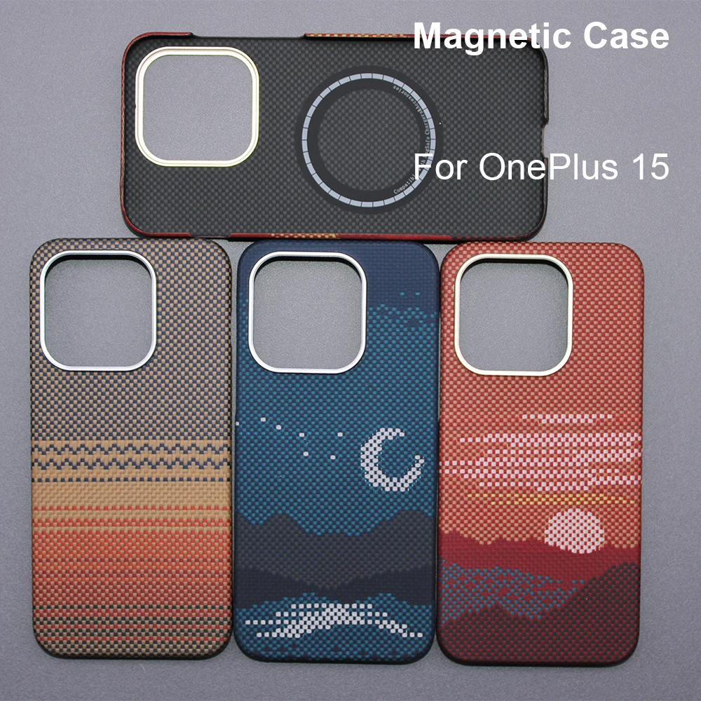

600D Real-thin Carbon Fiber Phone Case for oneplus 15/oneplus ace 6/oneplus 6T case Aramid Fiber fabric thin hard Magnetic Case