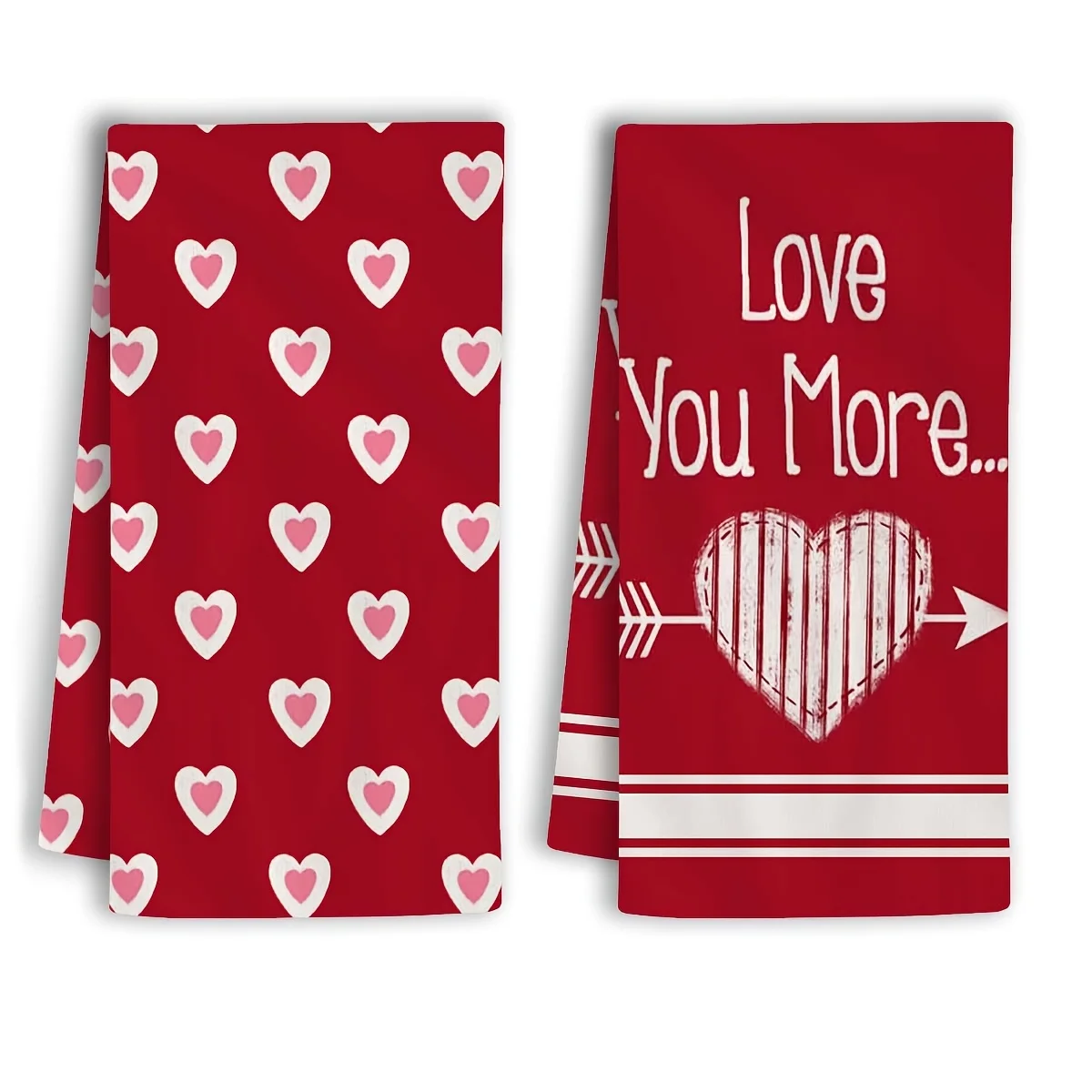 2Pcs, Heart-Shaped Arrow Kitchen Towels, 40Cm*60Cm Towel Set, Best Kitchen Towels, Super Absorbent Soft Cleaning Cloth, Cooking and Baking Tea Towels, Hand Towels, Cleaning Cloths, Dishcloths, Kitchen Decoration, Living Room Decorations, Kitchen Essentials, Home Essentials
