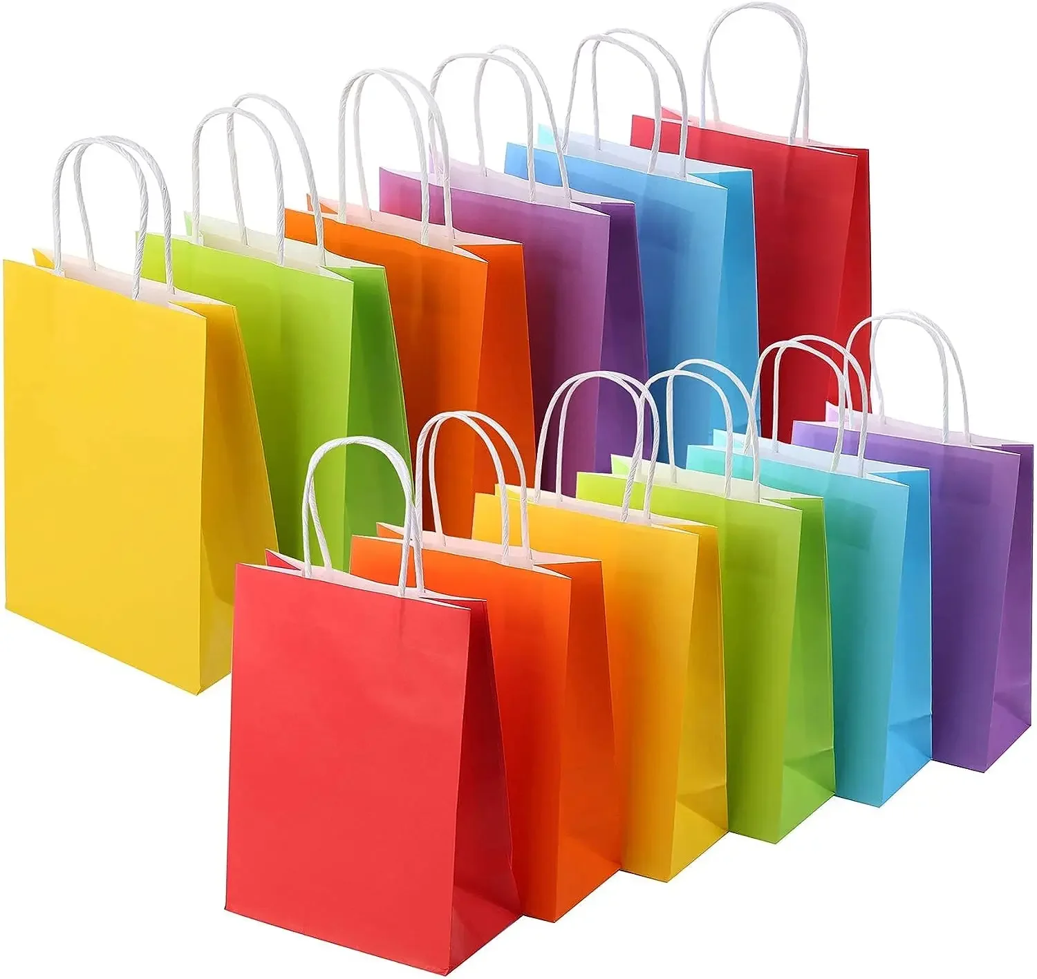 Colorful Gift Bags with Handles, Candy Color Kraft Paper Bags for Wedding, Birthday, Party Supplies and Gifts, 6 PCs