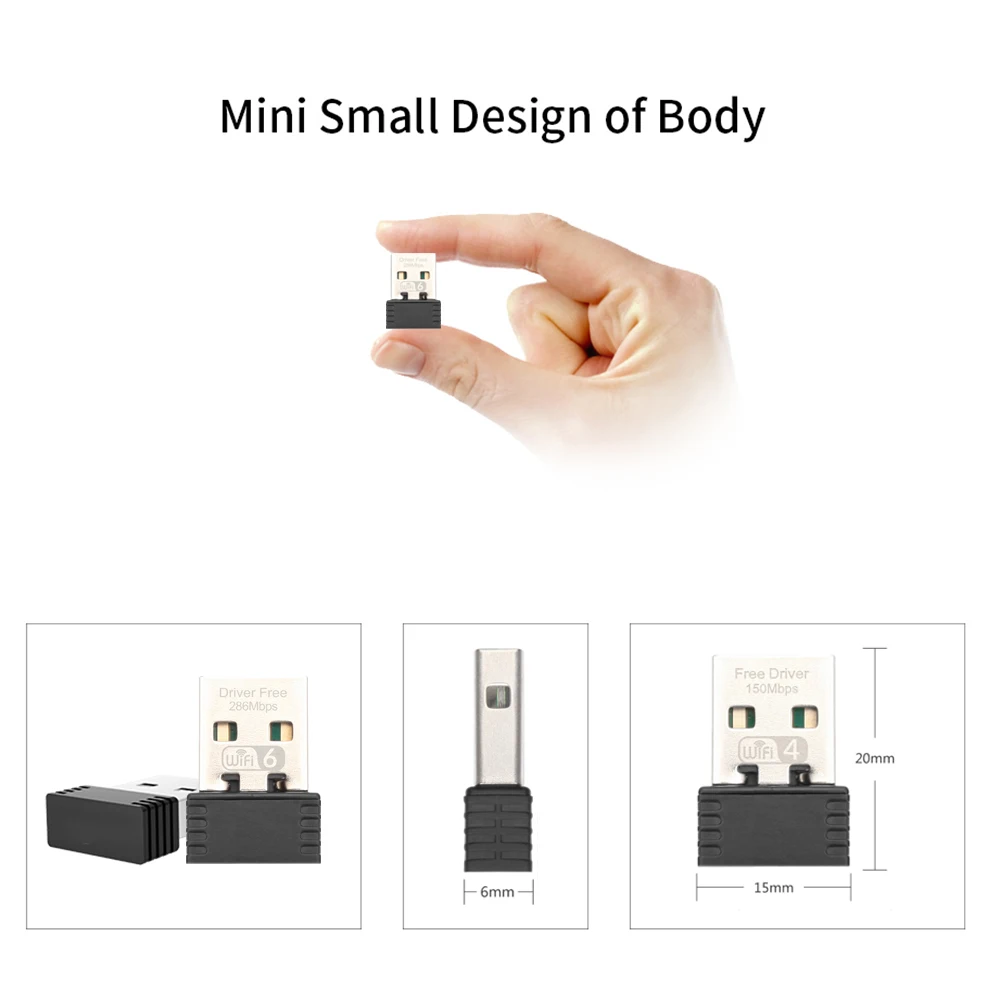 2.4Ghz Wireless Mini USB Wifi Adapter 300Mbps Ethernet Network Card USB2.0 Receiver Dongle 802.11ax For PC Laptop Win 7 8 10 11