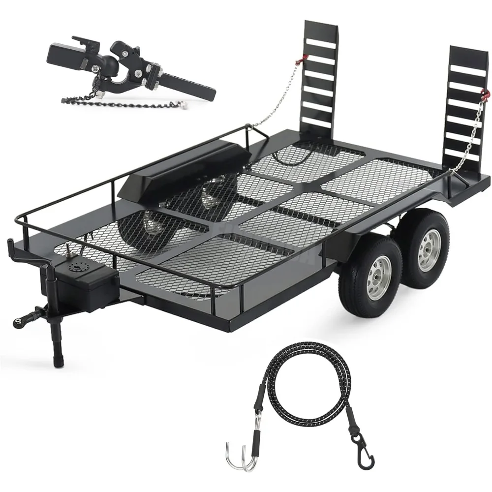 

Metal Builder Kit 1/10 RC Trailer with Hitch Mount Receiver for Crawler Cars Axial SCX10 D90 Wrangler TRX4 TRX6 Redcat GEN8