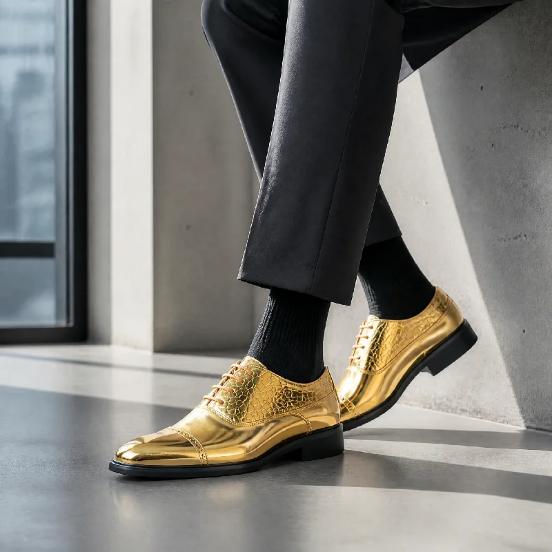 

Retro Men Brogue Business Shoes Black Gold Color Durable Sole Heel Casual Lace Business Leather Shoes Banquet Shoes Sizes 38-46