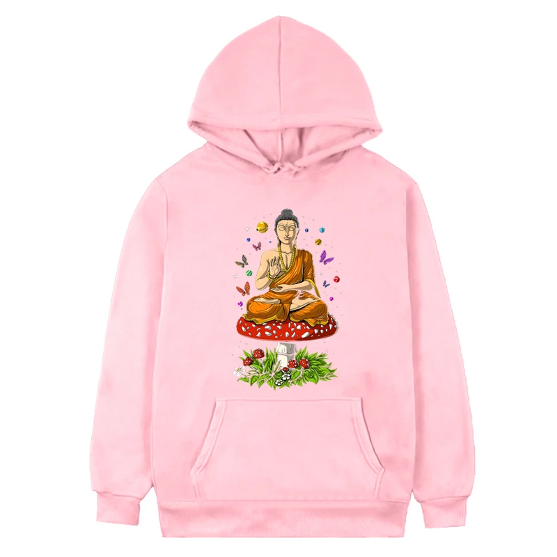 2023 Buddha Hippie Shrooms Psychedelic Magic Mushrooms Fleece Hooded Men Women Sweatshirts Harajuku Casual Sportswear Pullover