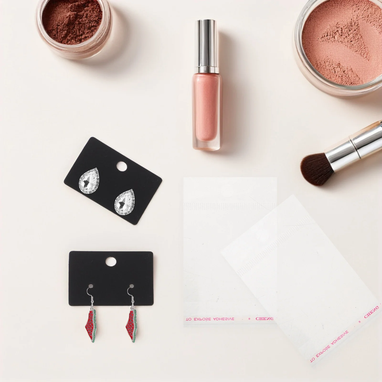 

100 set Jewelry Earring Packaging Box 1.77X1.26" Black Paper Earring Display Cards For Selling Vendor Supplies Jewelry Cards