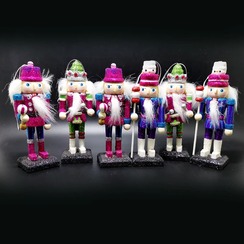 

12cm-6pcs/Lot Hardcover Movable Doll Puppets Nutcracker Puppets Can Be Active Shiny Bright Puppet Christmas Gift HT018