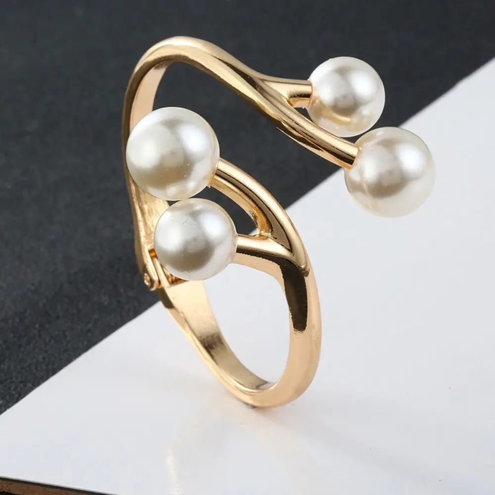 أزياء معدنية واسعة الكفة أساور الذهب الديكور اللؤلؤ هندسية سوار مجوهرات اكسسوارات الستار مشبك الهدايا #4