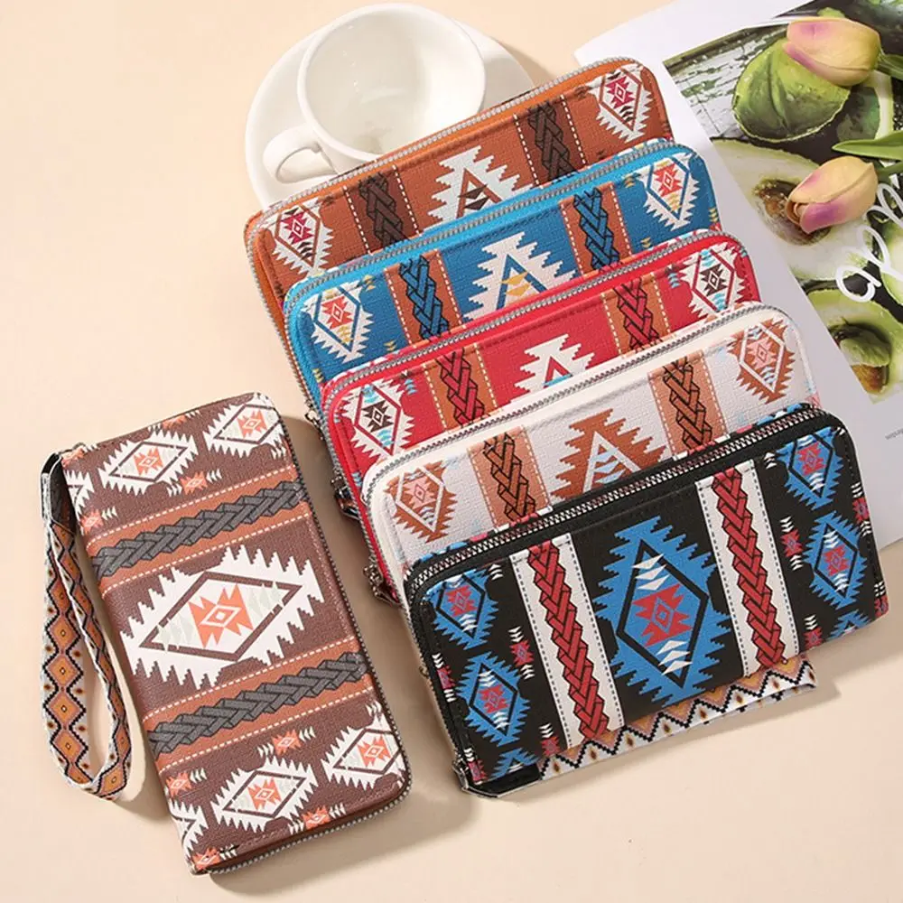 Длинный кошелек в богемном стиле из искусственной кожи с несколькими отделениями для карт, держатель для карт, водонепроницаемая сумка большой емкости