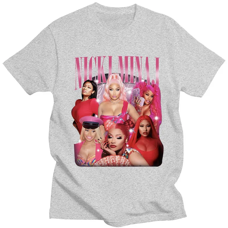 حار نيكي ميناج موضة الجرافيك تي شيرت خمر الهيب هوب Y2k تي شيرت الرجال النساء عادية القطن المتضخم قصيرة الأكمام الشارع الشهير #2