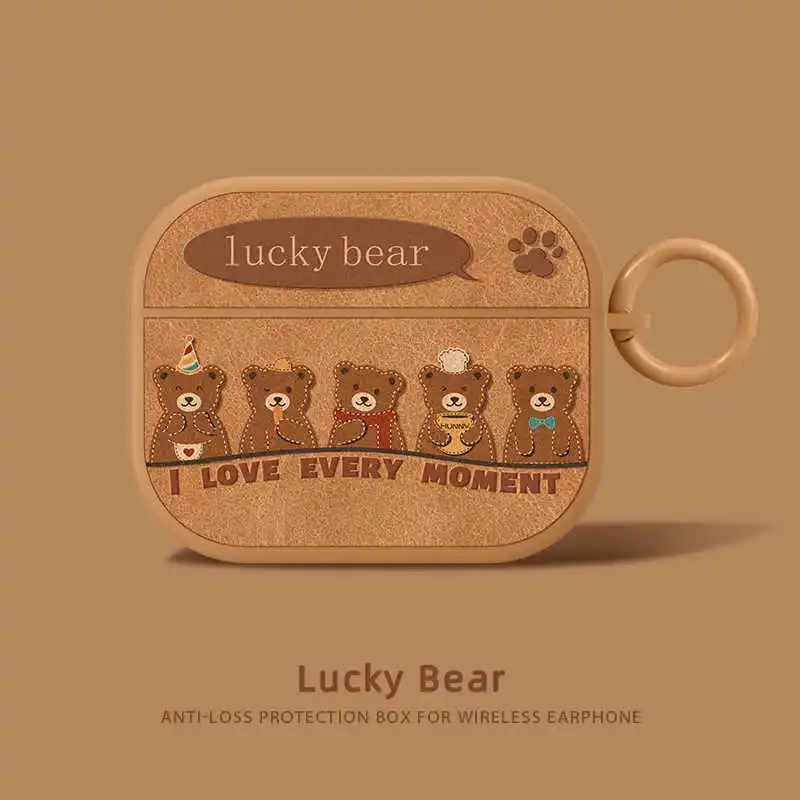 Etui dermatoglifowe 2024 Teddy Bear do słuchawek Airpods 1 2 3 4 Pro2 Etui 3D Cute Bear Storage Bags Silicone Wireless Earphone Cover ﻿